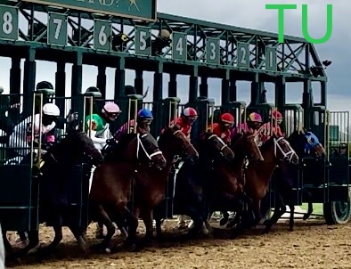 Leslie's Rose and Just F Y I break from the gate in the Ashland Stakes sealing there chances to race in the 150th Kentucky Oaks!